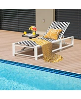 Outdoor Adjustable Patio Chaise Lounge Chair with Wheels and Sturdy Metal Frame