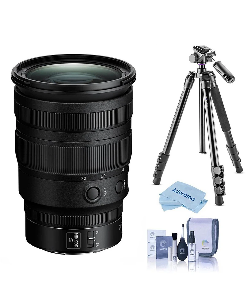 Nikon Nikkor Z 24-70mm f/2.8 S Lens, Bundle with Vanguard Alta Pro 264AT Tripod and Tbh-100 Head, Cleaning Kit, Cleaning Cloth
