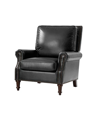 Traditional Raymond Genuine Leather Recliner with Classic Roll-arm