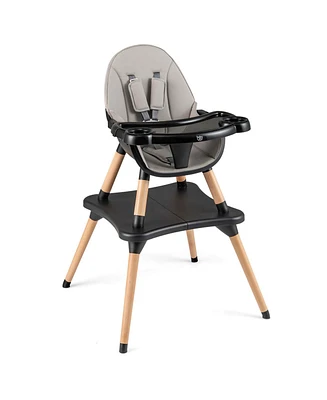 Costway Toddler 5-in-1 High Chair Wooden Convertible 5-Point Seat Belt