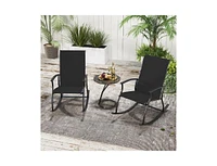 2 Pieces Outdoor Rocking Chairs with Breathable Backrest