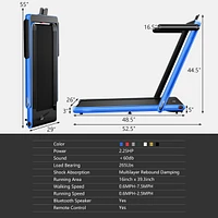 2.25HP 2 1 Folding Treadmill with App Speaker Remote Control