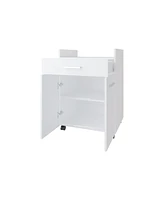Burnside Kitchen Cart with 2 Doors and 1 Drawer, White