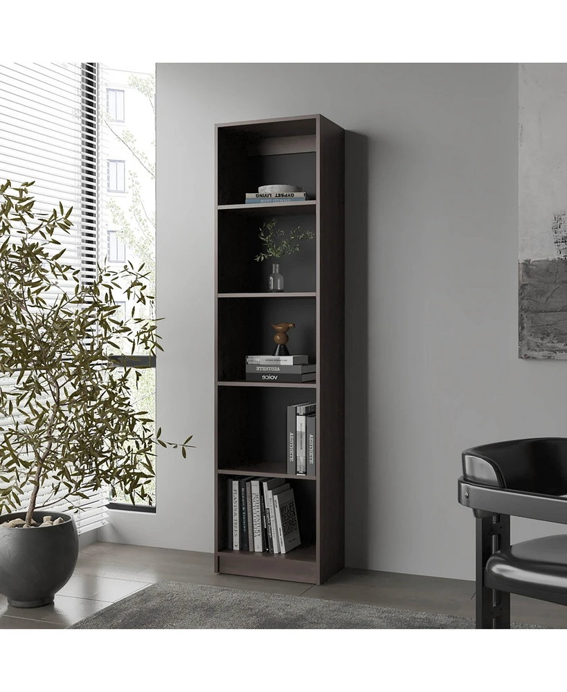 Beaver Balley Bookcase with Open Storage and 5 Shelves, Stained Walnut