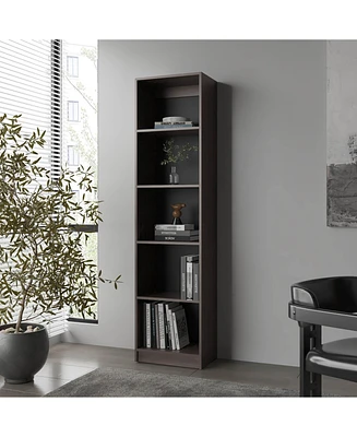Beaver Balley Bookcase with Open Storage and 5 Shelves, Stained Walnut