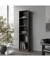 Beaver Balley Bookcase with Open Storage and 5 Shelves, Stained Walnut