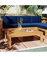 Mondawe Outdoor Wood 5-Piece Sectional Sofa Seating Group Set with Cushions