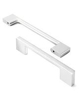 Cauldham 5 Pack Solid Kitchen Cabinet Pulls Handles (3-5/8" Hole Centers) - Modern Thin Profile Drawer/Door Hardware - Style M255 - Polished Chrome