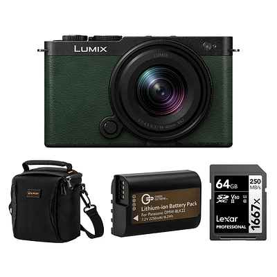 Panasonic Lumix S9 Mirrorless Camera with Lumix S 18-40mm f/4.5-6.3 Lens, Dark Olive, Bundle with Professional 1667x 64GB Uhs-ii Sdxc Memory Card, Alp
