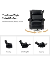 Paoletta Genuine Leather Manual Swivel Glider Recliner
