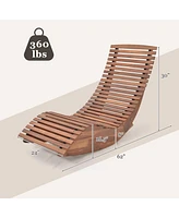 Outdoor Acacia Wood Rocking Chair with Widened Slatted Seat and High Back