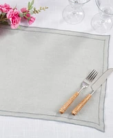 Saro Lifestyle Stonewashed Overlock Linen Edge Placemats, 14" x 20"