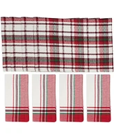 Saro Lifestyle Simple Plaid Cotton Placemats and Napkins, Set of 8