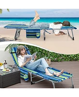 5-Position Outdoor Folding Chaise Lounge Chair