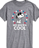 Airwaves Men's Peanuts Snoopy Flag Fireworks Short Sleeve T-Shirt