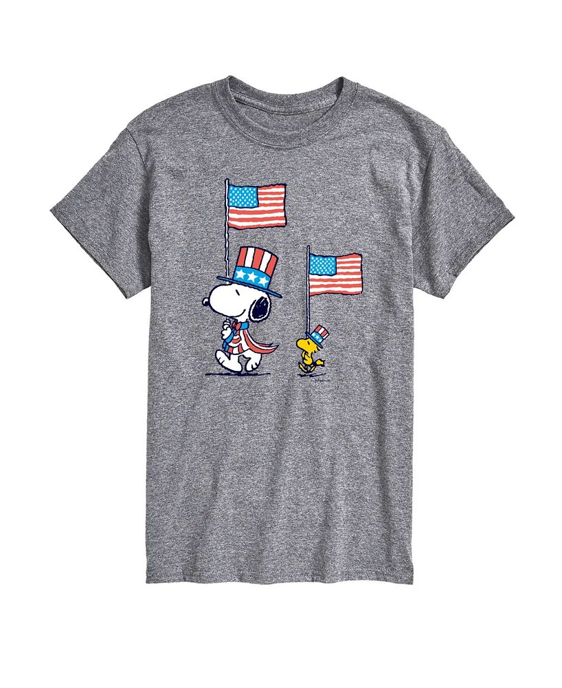 Airwaves Men's Peanuts Snoopy Woodstock Flag March Short Sleeve T-Shirt