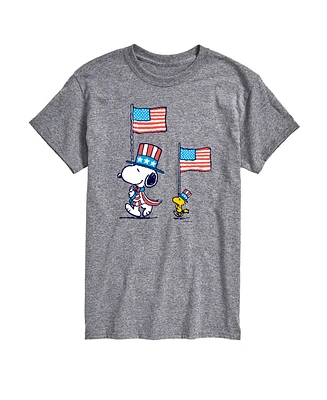 Airwaves Men's Peanuts Snoopy Woodstock Flag March Short Sleeve T-Shirt