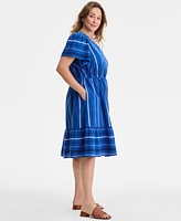 Style & Co Plus Jacquard V-Neck Flutter-Sleeve Dress, Exclusively at Macy's