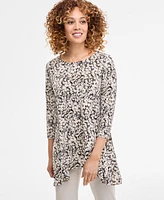 Jm Collection Women's Printed 3/4-Sleeve Knit Top, Exclusively at Macy's