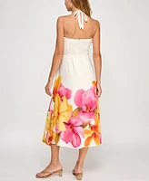 Trixxi Juniors' Halter-Neck Floral-Print Midi Dress