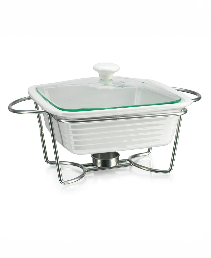 Godinger White Square Porcelain Baker With Stand