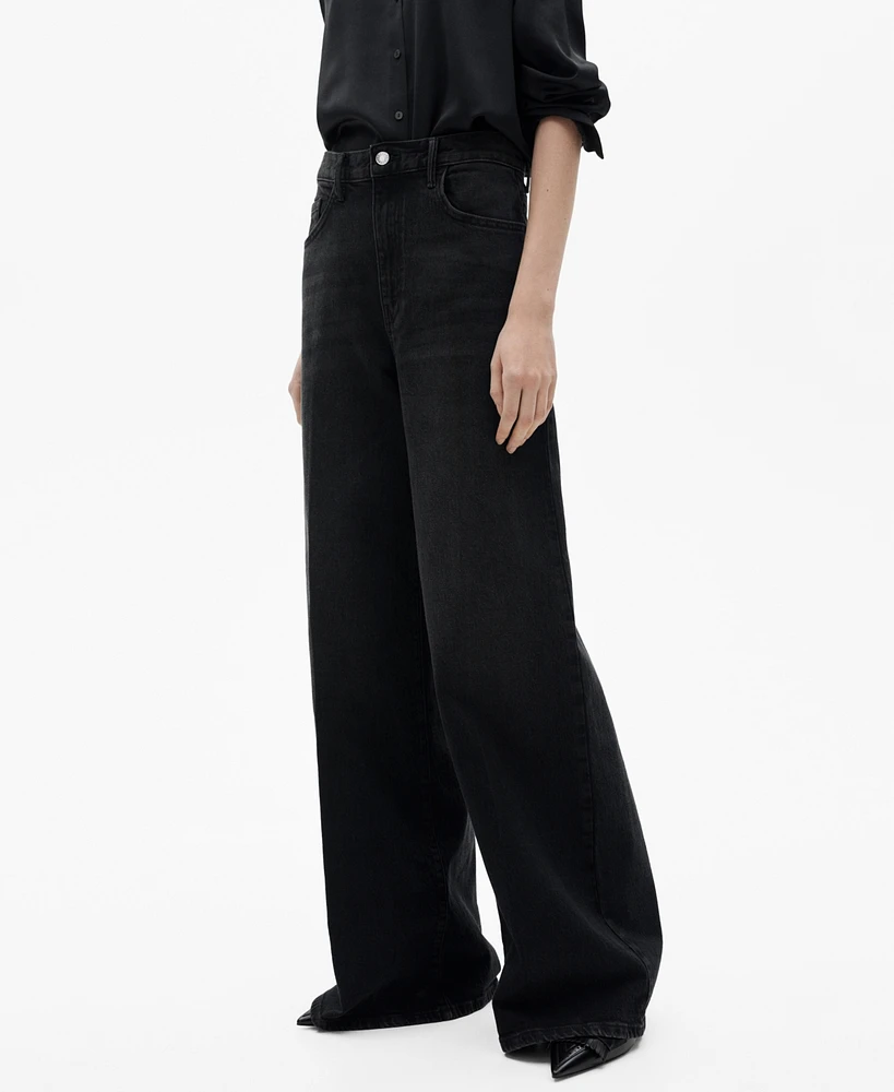 Mango Women's High-Waist Wide Leg Jeans