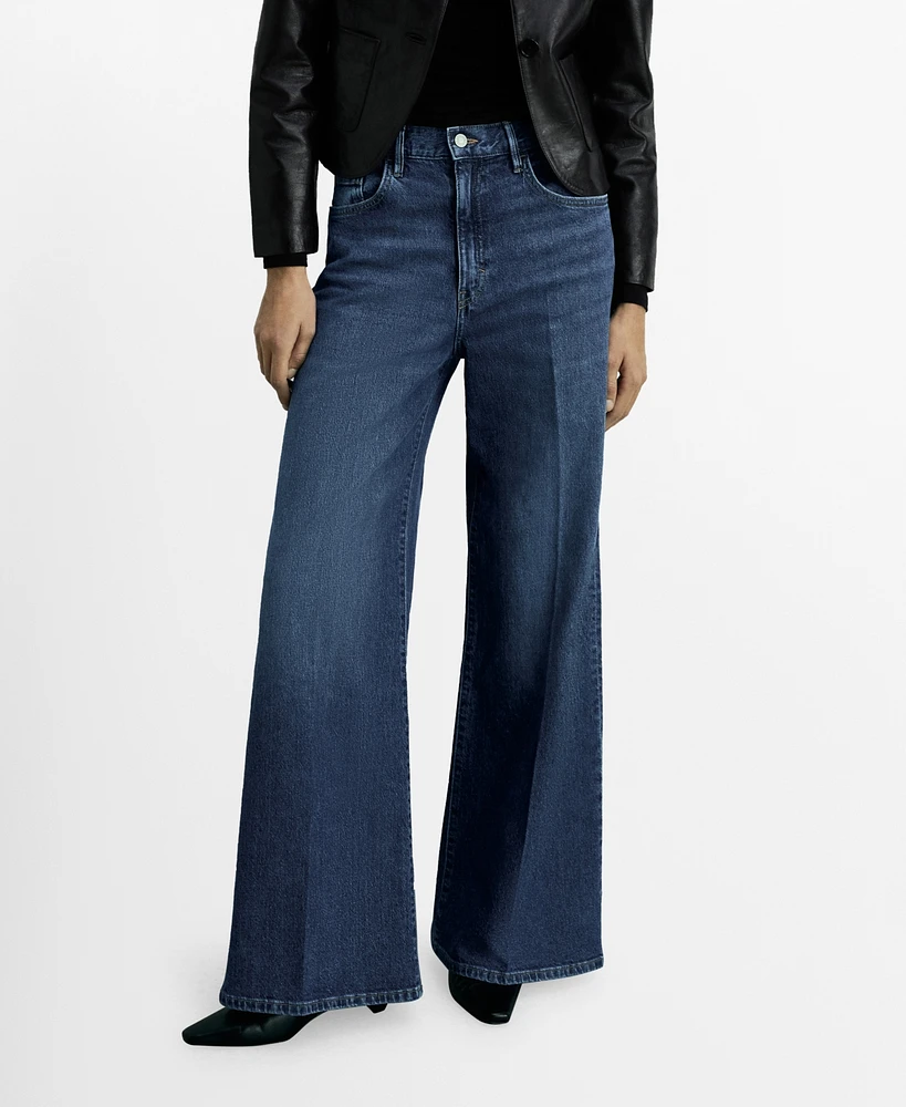 Mango Women's High-Waist Wide Leg Jeans