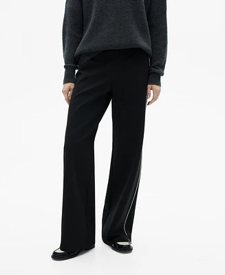 Mango Women's Contrasting Stripes Knitted Pants