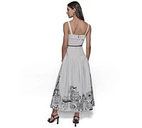 Karl Lagerfeld Paris Women's Border Rope-Belt Midi Dress