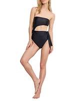 Good American Women's Cutout Tied Bandeau One-Piece Swimsuit