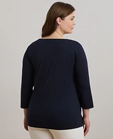 Lauren Ralph Plus Cotton Jersey Three-Quarter-Sleeve Tunic