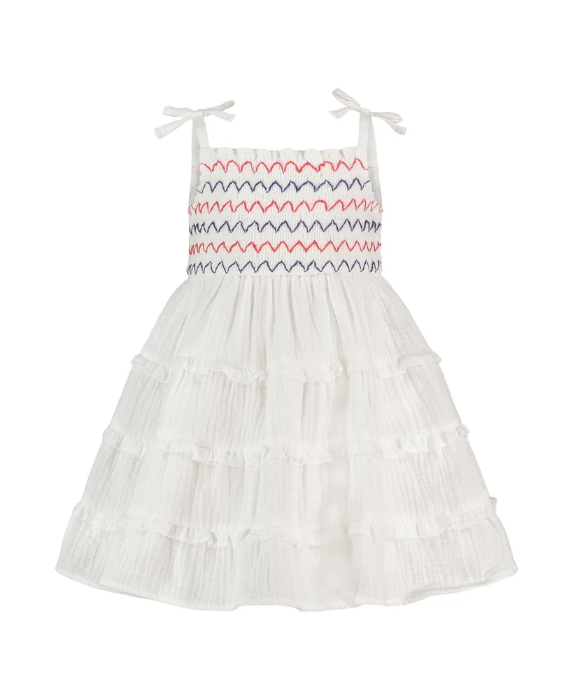Blueberi Boulevard Baby Girls Smocked Embroidered Sundress
