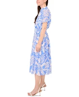Sam & Jess Petite Printed Lawn Smocked-Waist Maxi Dress