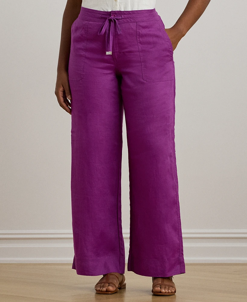 Lauren Ralph Plus Linen Wide-Leg Pants