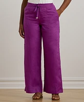 Lauren Ralph Plus Linen Wide-Leg Pants