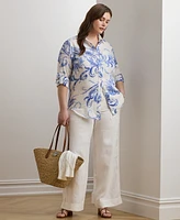 Lauren Ralph Plus Relaxed-Fit Paisley Linen Shirt