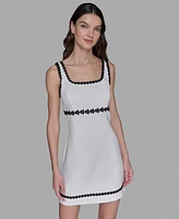 Karl Lagerfeld Paris Women's Tweed Contrast-Trim Square-Neck Dress