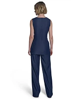 Halston Women's Denim-Like Tie-Waist Sleeveless Top
