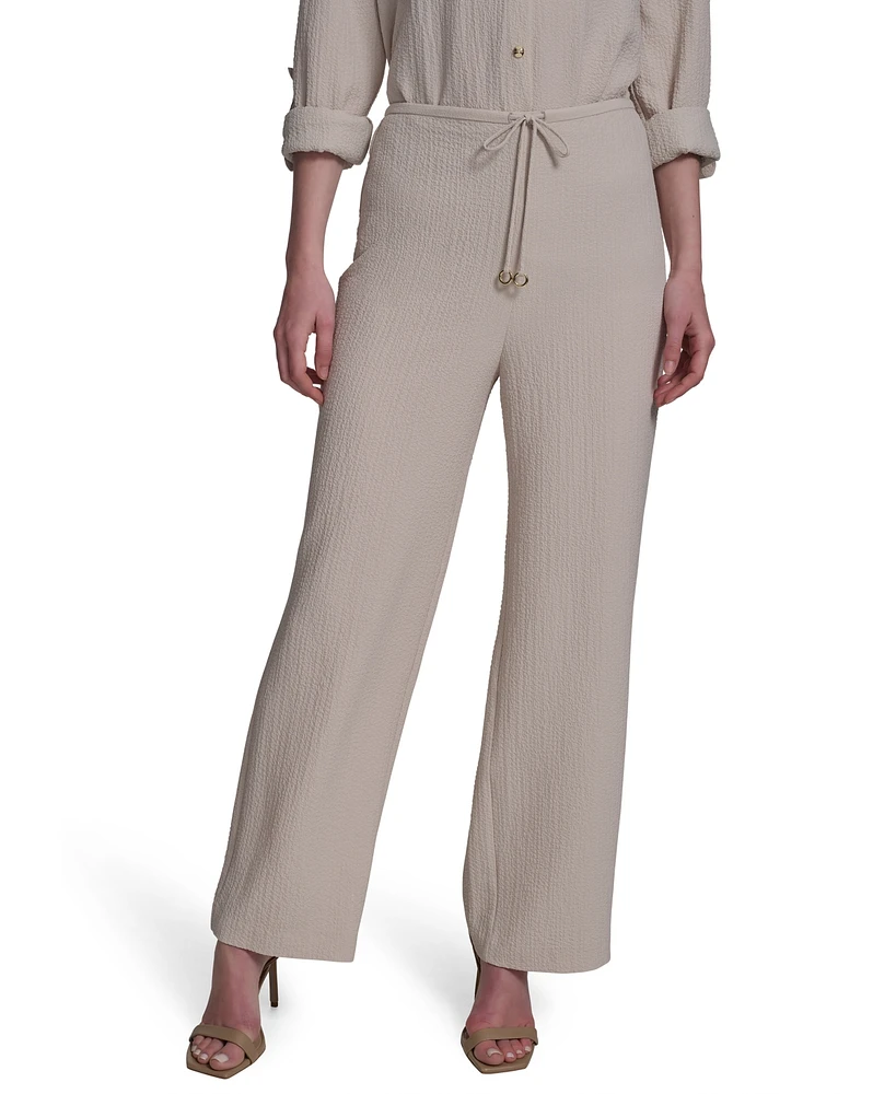 Halston Women's Drawstring Pull-On Wide-Leg Pants