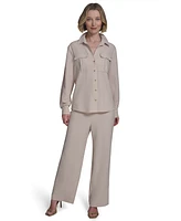 Halston Women's Collared Roll-Tab Button-Up Shirt