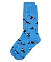 MeMoi Men's Whales Rayon Crew Socks