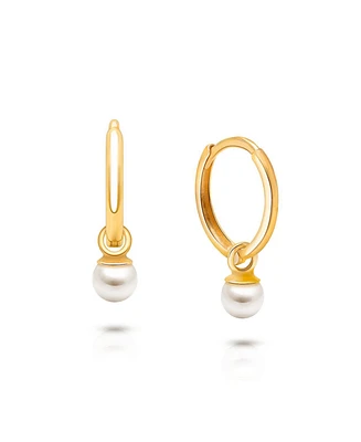 Tiny Blessings Children's 14K Gold Pearl Drop Classic 11mm Girls' Huggie Hoop Earrings