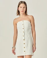 English Factory Women's Strapless Button-Front Sheath Dress