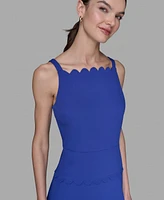Karl Lagerfeld Paris Women's Scalloped-Trim Square-Neck Sheath Dress