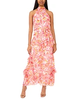 CeCe Women's Printed Sleeveless Tiered-Ruffle-Trim Dress