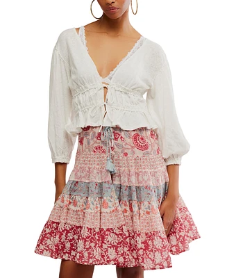 Free People Women's Lets Go Linen Cotton Blouse