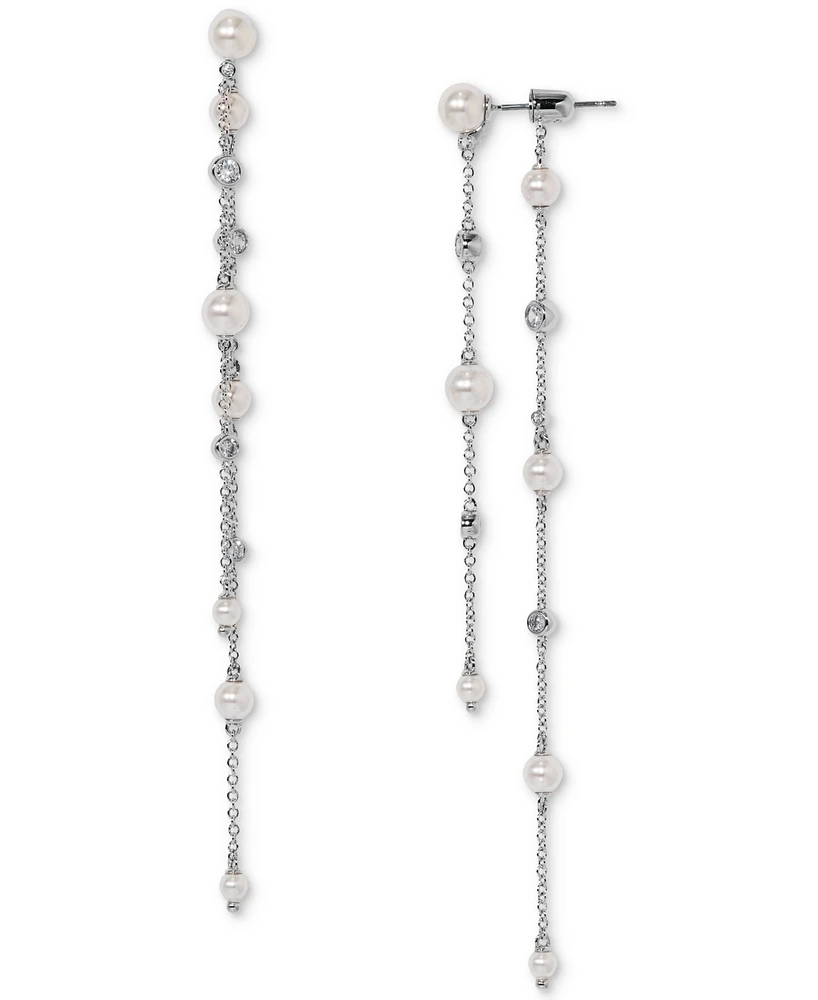 Eliot Danori Silver-Tone Imitation Pearl & Cubic Zirconia Maisie Front & Back Drop Earrings, Exclusively at Macy's