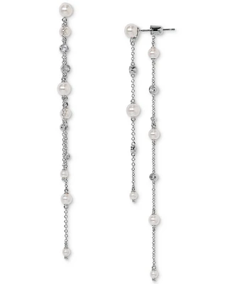 Eliot Danori Silver-Tone Imitation Pearl & Cubic Zirconia Maisie Front & Back Drop Earrings, Exclusively at Macy's