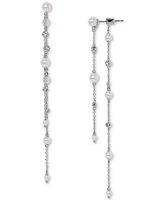 Eliot Danori Silver-Tone Imitation Pearl & Cubic Zirconia Maisie Front & Back Drop Earrings, Exclusively at Macy's