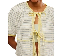 Free People Women's Tropic Striped Cotton Tie-Front Sweatshirt